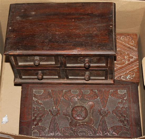 3 carved boxes